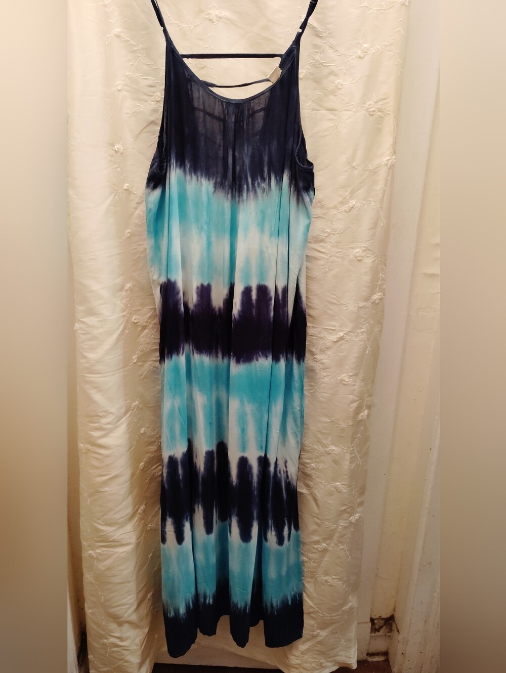 Riviera Sun Tie-Dye Spaghetti Straps Maxi Dress in Aqua & Navy